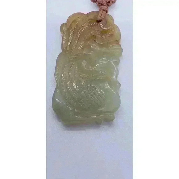Vintage Jade Hand Carved necklace Pendant Necklace Peacock Beauty Luck Symbol - Picture 10 of 16